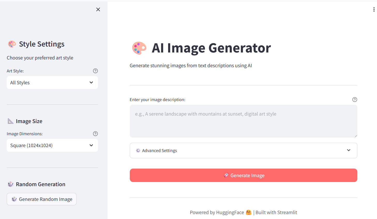 AI Image Generator Screenshot