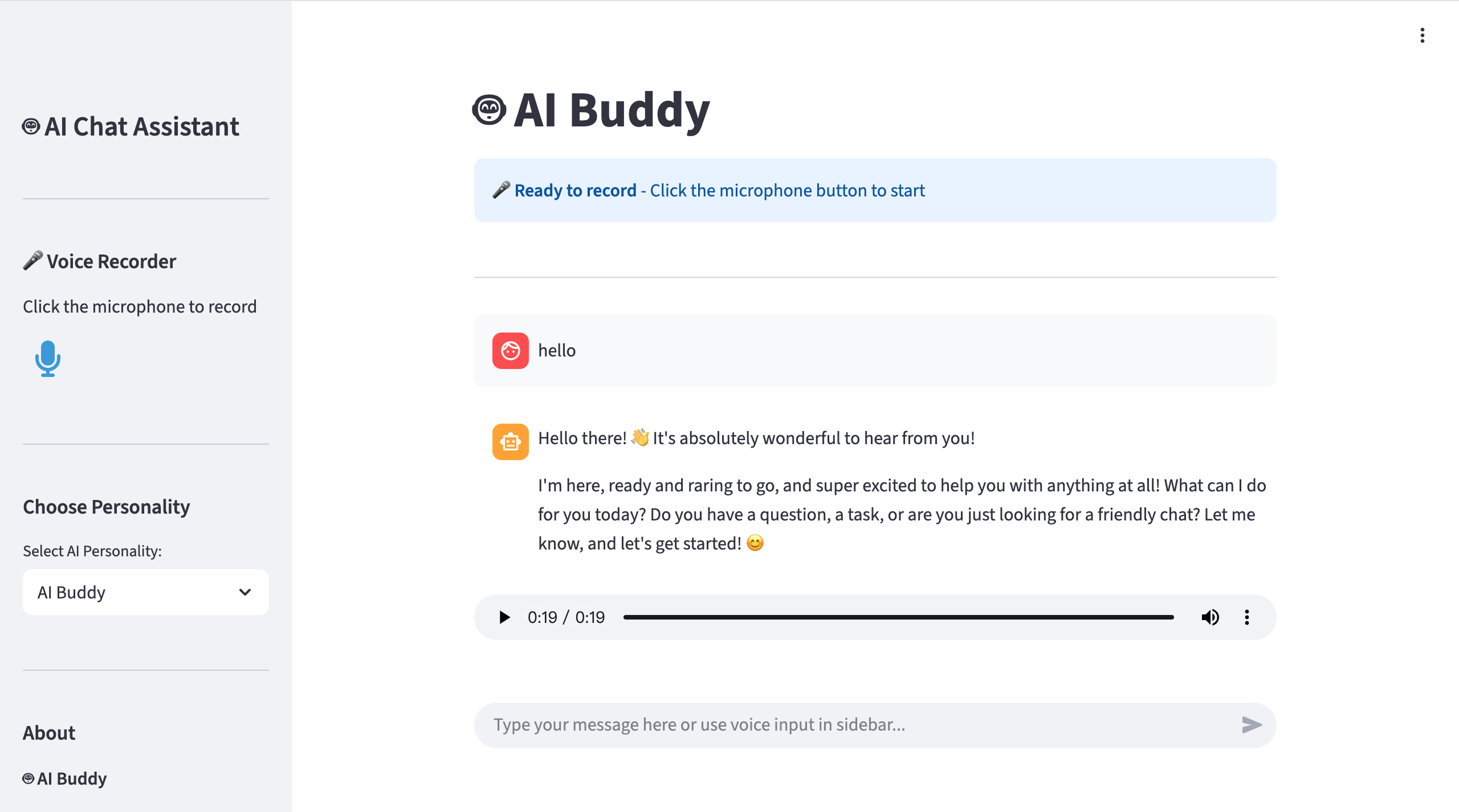 Voice AI Assistant Screenshot